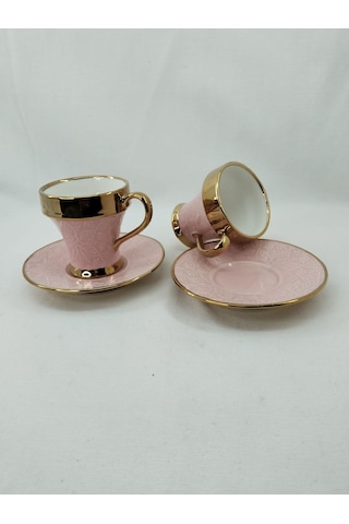 Tutku 2 Kişilik Porselen Nescafe Fincanı Pembe Renk Pembe
