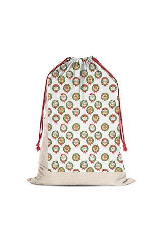 Büyük Noel Baba Hediye Çantası, Pamuklu Kordonlu, Yeniden Kullanılabilir Noel Karakter Gülü