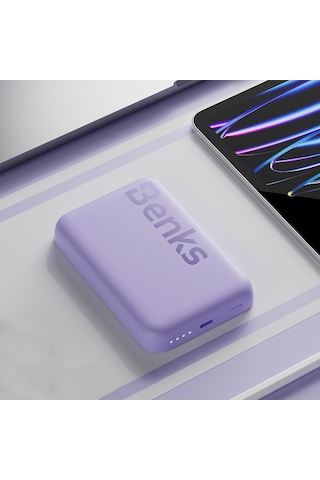 Benks Mp10 6000 mAh İnce Tasarımlı Magsafe Powerbank Mor