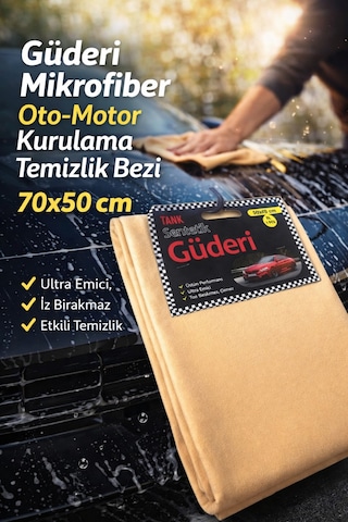Güderi Mikrofiber Oto-motor Tank Temizlik Bezi 70x50 Cm