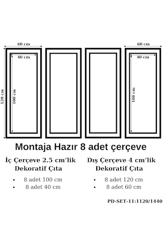 Montaja Hazır 8 Adet Çerçeve 2,5 Ve 4 Cmlik Pd-set-11: 1120/144