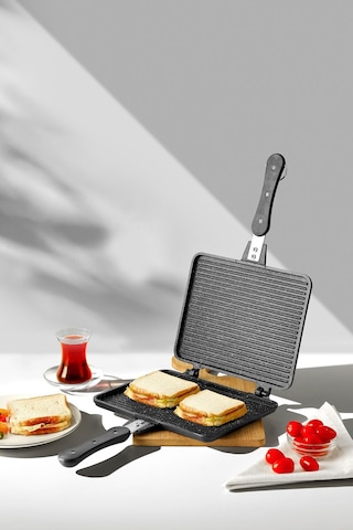 Nehir Döküm Maxi Büyük Teflon Ocak Üstü Tost Makinası - El Tostu