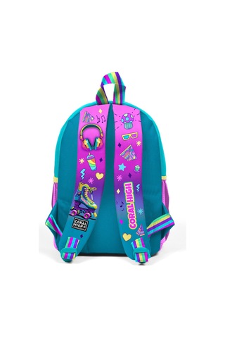 Minik Yuva Sırt Çantası Pembe Turkuaz Kulaklık Paten Desenli İki Bölmeli 23554