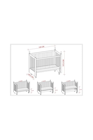 Meltem Kids Kral Sallanır Ahşap Anne Yanı Beşik 60 x 120 CM Gri
