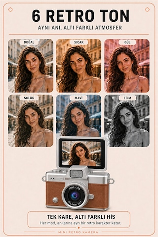 Solvis Mini Dijital Kamera Retro Tasarım Hd Video Selfie Çekim 180 Döndürülebilir Ekran Taşınabilir Kamera