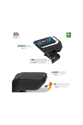 S-dizayn Opel Astra H Abs Vidalı Kol Dayama Kolçak Gri 2004-2009