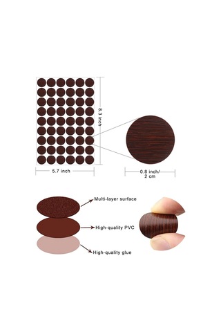 Dofolink 540 Adet Pvc Ahşap Desenli Vida Delik Sticker, 10 Renkli 10 Sayfa Yapıştırıcı Kapak, Dolap, Kitaplık, Bilgisayar İçin Su Geçirmez, Dayanıklı