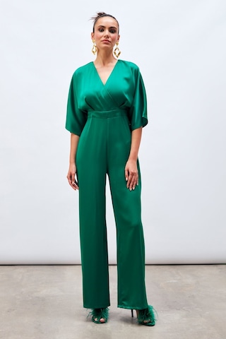 Sateen Kruvaze Salaş Tulum - Zümrüt