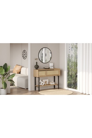 Robin Home Lidya Dresuar Aynalı Kapaklı Metal Ayaklı Uv Baskı Sep Kahverengi