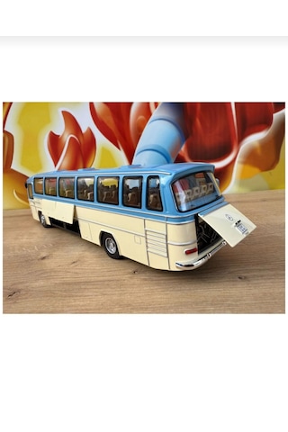1:24 Mercedes Benz Otobüs Eski Nostaljik Otobüs Krem-mavi 25cm