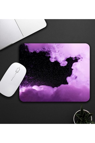 Baskılı Kupa & Mor Ve Siyah Renk Galaksi Temalı Mouse Pad 23x19cm Fare Altlığı Kaydırmaz Taban De596 Mousepad
