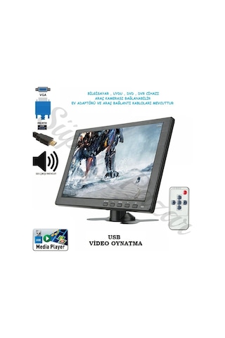 10 İnç Araç ve Tv Lcd Bilgisayar Monitör Hdmı Vga Girişli Ek...