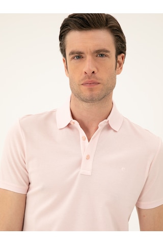 Pembe Slim Fit Polo Yaka Merserize T-shirt