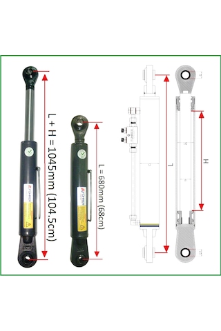 3 Ton - 68cm Traktör Ortakol, Hıdrolik Silider, 3 Ton - 68cm Toplift Hydraulic Cylinder