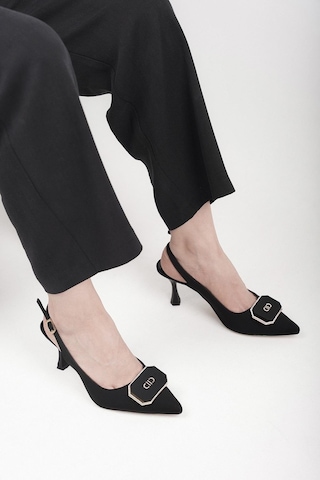 Stilbagshoes Ramona Taş Toka Detaylı Kadın Ayakkabı Siyah Siyah