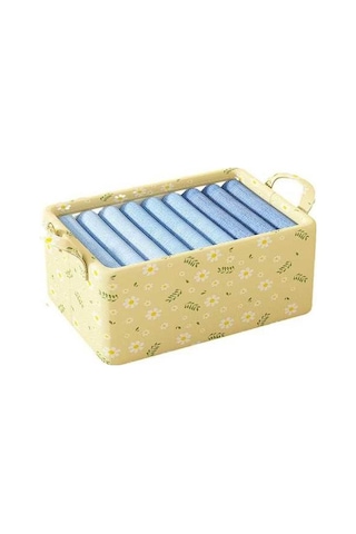Dancemonkey X X Sarı Saklama Papatya Organizatör Kutusu 50x35x32cm Renkli Katlanır Giysi Dolabı - Gw 140l