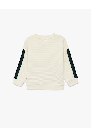 Koton Bisiklet Yaka Uzun Kollu Pamuklu Oversize Sweatshirt Ekru 6smb10096tk Ekru
