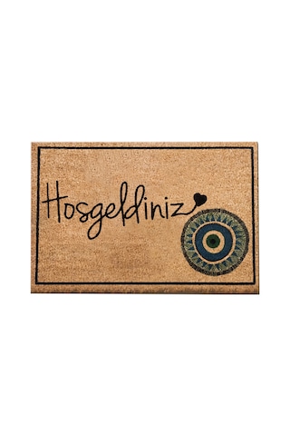 Coco Hoşgeldiniz Nazar 40x60 Cm Doğal Koko Kıl Paspas,hindistan Naturel Kapı Önü Paspası Renkli