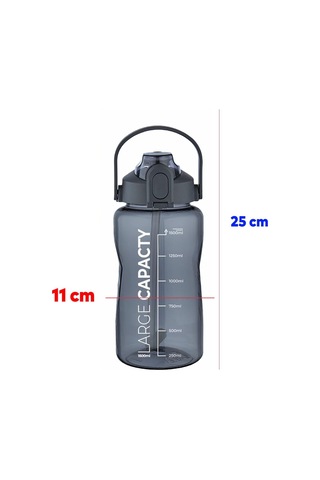 Sağlıklı Polikarbon 1.5 Litre Büyük Kapasiteli Su Matarası Pipetli Suluk Gri Gri