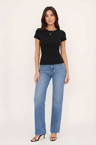 Lili Woman Kadın Premium Drapeli Crop Yarasa Kol Bluz Yumuşak Dokulu Basic Üst E.8010s SIYAH