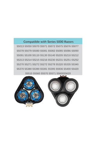 Sh50/52 Philips Serisi 5000 Elektrikli Tıraş Makineleri İle Uyumlu Yedek Başlıklar, Norelco Razor Serisi S5000 İle Uyumlu Komple Kafa Tüm Modeller Serisi 5000 S5252 S5270 S5271 Daha Fazla