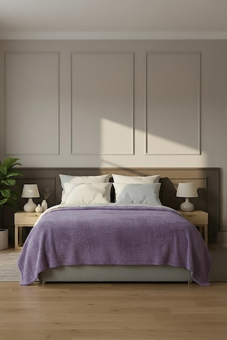 Pufina Tek Kişilik Tavşan Tüyü Dokulu Peluş Battaniye & Yatak Örtüsü 150x220 Kül Moru