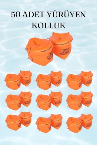 50 Adet Yürüyen Kolluk, Turuncu Renk Çok Adetli Kolluk, Toptan Kolluk, Toplu Adet Yüzme Kolluğu Turuncu