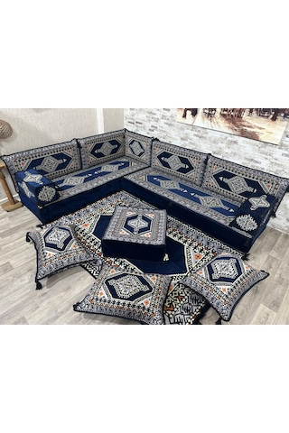 Coton Şark Köşesi Saraylı Desen Minder Takımı Konsept 14 Parça