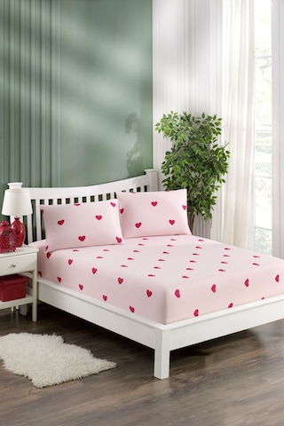 Valezium Tek Kişilik Akfil Kumaş Lastikli Fıtted Yastıklı Çarşaf Seti 100x200 Madonna Pembe-kırmızı