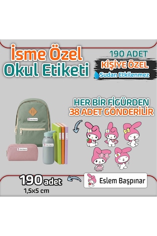 Kapbirhediye Okul Etiketi Isme Özel Kalem Defter Etiketi Sevimli Kedi 2 Temalı 190 Adet Çok Renkli