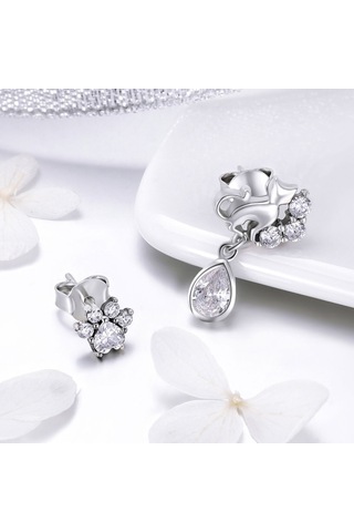 S925 Ayar Gümüş Kedi Retro Küpe Kadın Küpe