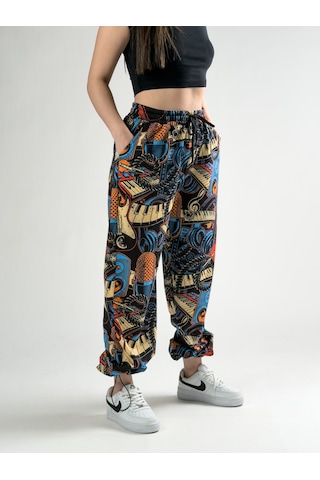 Cocopelli Paça Ayarlamalı Müzik Desenli Jogger Pantolon Coc2805 Desenli