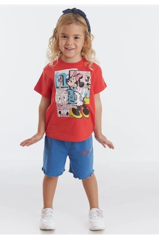 Minnie Mouse Lisanslı Kırmızı Pamuk Kız Çocuk T-shirt Mn19489 Kırmızı