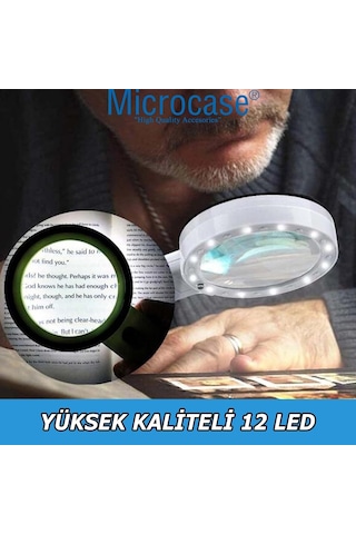Microcase 90mm 30x Hd 12 Led Işık Aydınlatmalı El Tipi Büyüteç -al4610