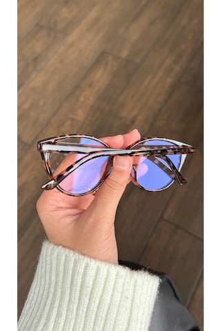 Habeq Cat Eye Leopar Desenli Blue Block Gözlük Çok Renkli