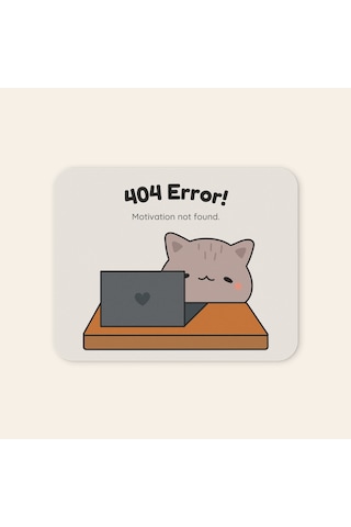 Tabloe 404 Error Eğlenceli Tasarımlı Mouse Pad - 23x19 Cm 4mm Kalınlık - Kaydırmaz Tabanlı Kaliteli Mousepad Kahverengi+açık Gri