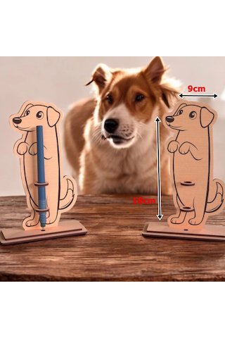 Boyanabilir Ahşap Köpek Kalemlik - 3mm Mdf Lazer Kesim Hobi Seti 10 Adet