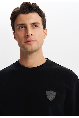 AR-MA Arma Erkek Regular Fit Karbon Fırçalı Selanik Kumaş Bisiklet Yaka Süs Etiketli Sweatshirt Kazak K30124698802 Siyah