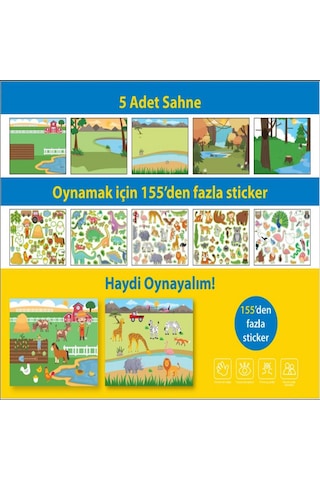 Tekrar Tekrar Kullanabilen Sticker Pad Hayvanlar