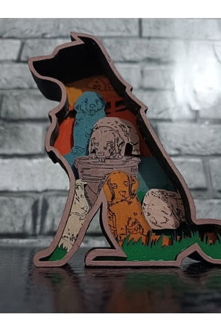 Dekoratif 3d Köpek Figürlü Katmanlı Masa Süsü Biblo