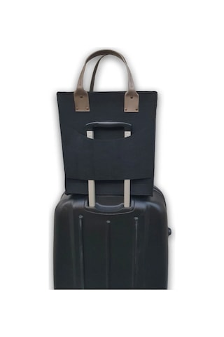 Kabin Bavulu Uyumlu Valize Takılabilen Keçe Seyahat Çantası Ayakkabı Bölmeli Fileli Organizer Tote Siyah