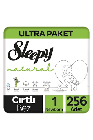 Sleepy Natural Ultra Paket Bebek Bezi 1 Numara Newborn 256 Adet