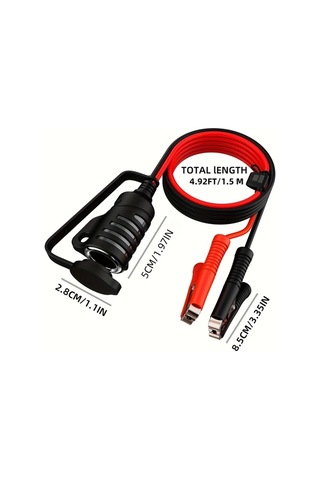 Xuweiwei 16.4ft Tr-29a Tiger Clip Flat Line 16awg Araç Akü Adaptörü Krokodil Klips Ve Aux Bağlantı İle 12v Soket Bakır Kablo Universal Şarj Kablosu
