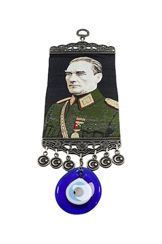 El Yapımı Cam Nazar Boncuklu M. K Atatürk Duvar Süsü, Hediyelik D