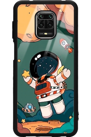 Xiaomi Redmi Note 9 Pro Anime Astronot Tasarımlı Glossy Telefon Kılıfı Siyah