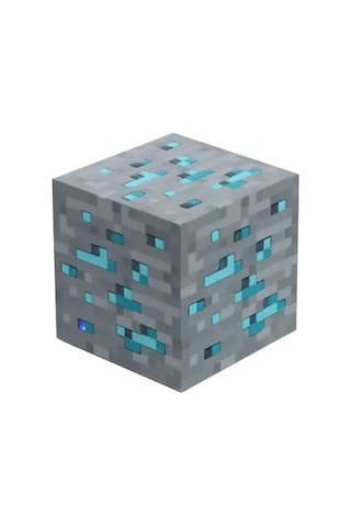 Minecraft Cevheri Taşınabilir Şarjlı Pilli Led Gece Lambası Mavi - Siyah