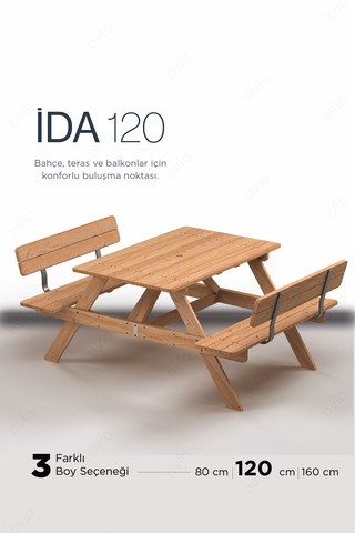Dış Mekan Masası İda S 120 4 Kişilik Sırt Dayamalı Rahat Ve Şık Tasarım Teak