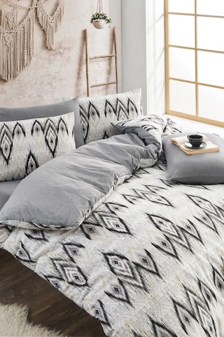 Veramoni Soft Dreams Vaha Çift Kişilik Pamuklu Desenli Nevresim Takımı - Gri