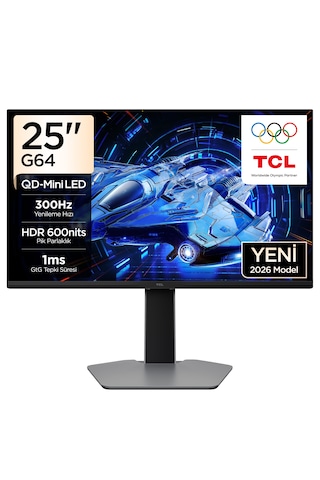 Tcl 25g64 25 İnç Fhd Mini Led Oyuncu Monitörü, 300 Hz, 1 Ms Gtg, Hdr600, Freesync Premium
