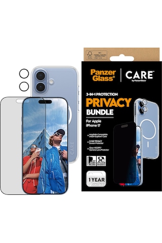 Care By Panzerglass Flagship Apple Uyumlu iPhone 17 3'lü Gizli/hayalet Ekranlı Set - Bundle Uwf+kılıf+lens